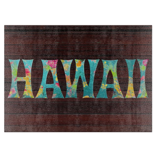 Planche À Découper PixDezines Hawaii, TIKI TYPOGRAPHIE+Texture bois (Devant)
