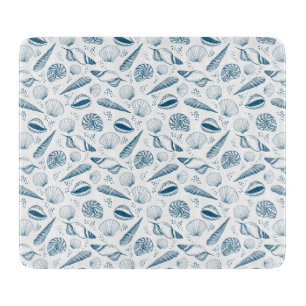 Planche À Découper Plage bleu de coquillages