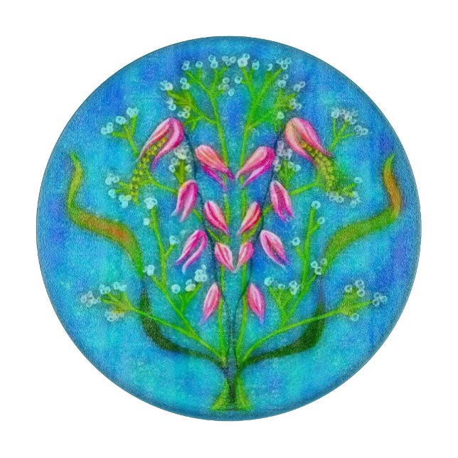 Planche À Découper Plage Fleurs Peinture Acrylique (Devant)