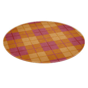 Planche À Découper Plaid polarisé dans l'orange et le rose