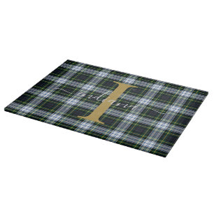 Planche À Découper Plaid Tartan Monogramme Gordon Vert Anniversaire M