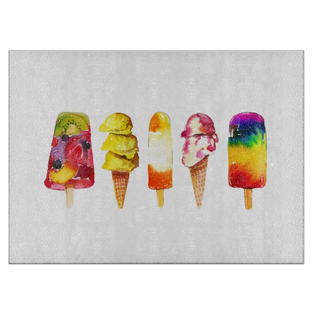 Planche À Découper Planche à glace Popsicle Crème de verre d'été (Devant)