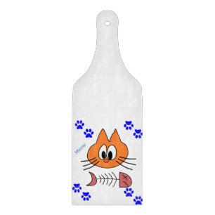 Planche À Découper Planche de coupe en verre Chat Poisson Meow
