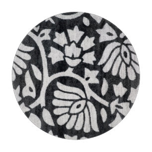 Planche À Découper Plante, fleurs, nappe abstraite noir-blanc.