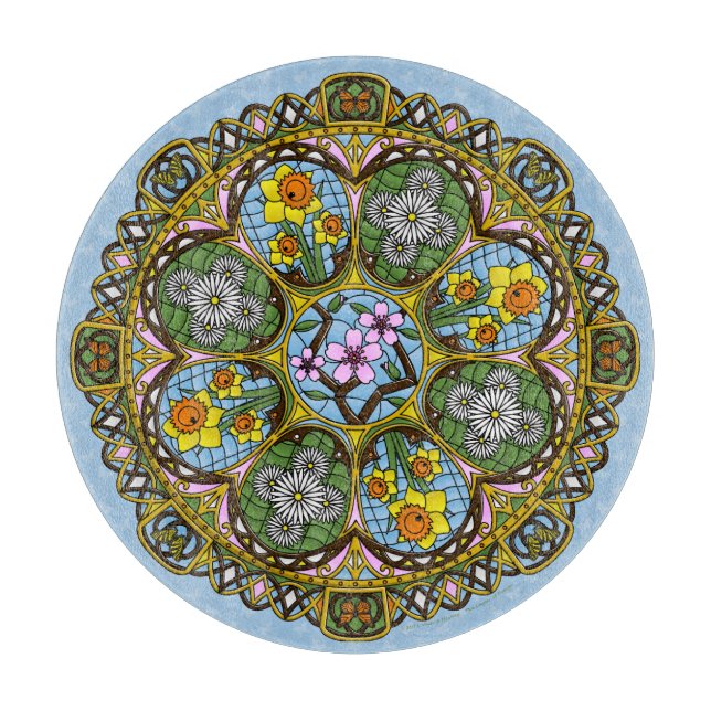 Planche À Découper Plaque de coupe en verre Spring Nouveau (Devant)