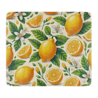 Planche À Découper Plaque de découpe en verre imprimé citron