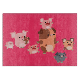 Planche À Découper Plat Cartoon Pig Family Coupe Board