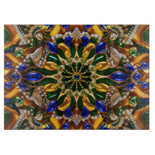 Planche À Découper Plateau de coupe en verre avec couleurs brésilienn