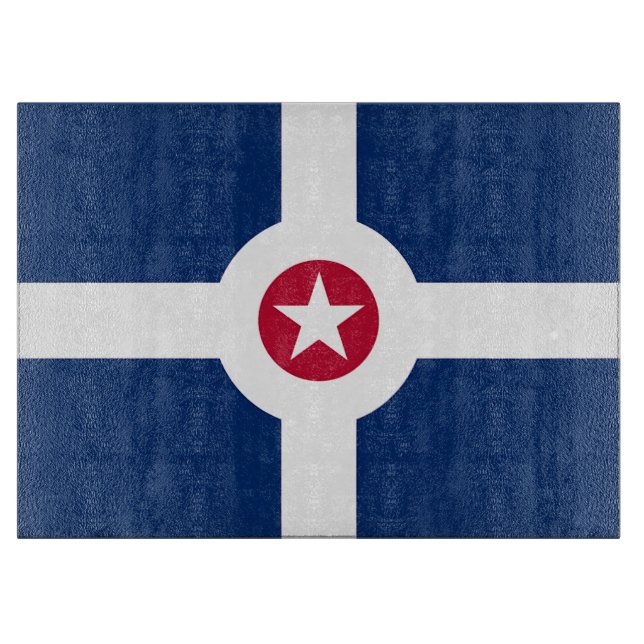 Planche À Découper Plateau de coupe en verre avec Drapeau d'Indianapo (Devant)