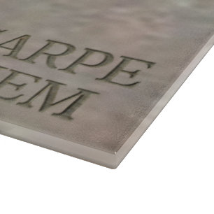 Planche À Découper Plateau de coupe en verre de pierre Carpe Diem
