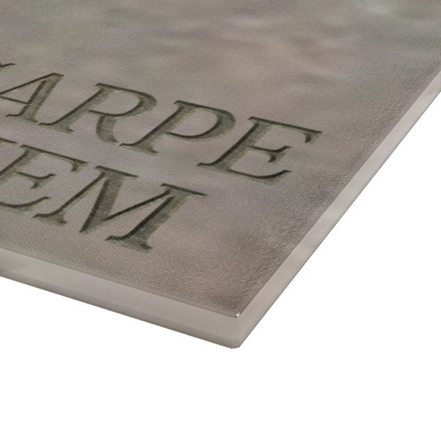 Planche À Découper Plateau de coupe en verre de pierre Carpe Diem (Coin)