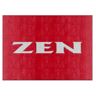 Planche À Découper Plateau de coupe en verre rouge blanc Zen