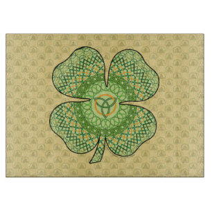 Planche À Découper Plateau de coupe en verre Shamrock celtique