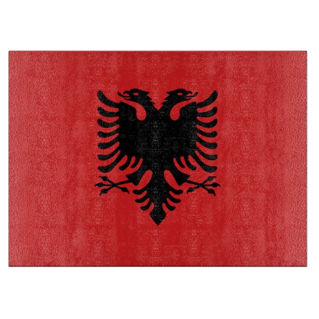 Planche À Découper Plateau de coupe patriotique avec Drapeau Albanie (Devant)