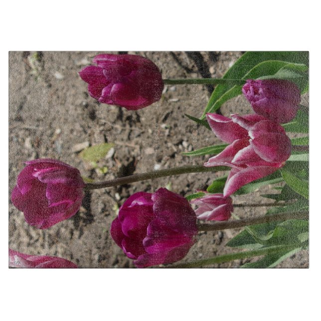 Planche À Découper Plateau de découpe de tulipes pourpres (Devant)