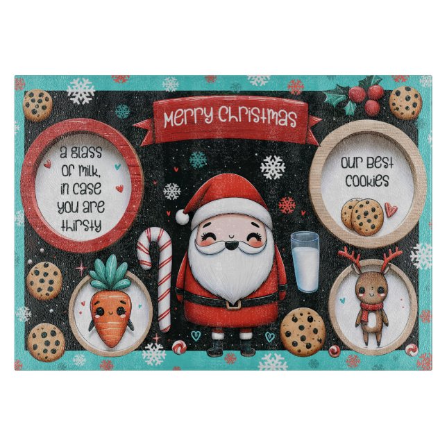 Planche À Découper Plateau père Noël Milk & Cookies avec Reindeer Sna (Devant)