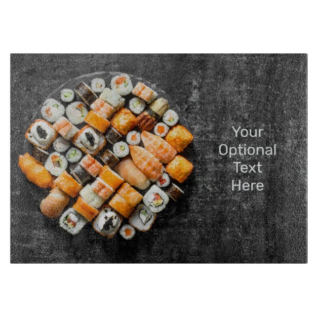 Planche À Découper Plateau Sushi texte personnalisé (Devant)
