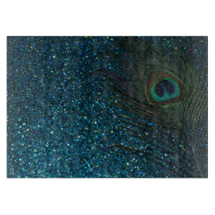 Planche À Découper Plume scintillante de paon d'Aqua