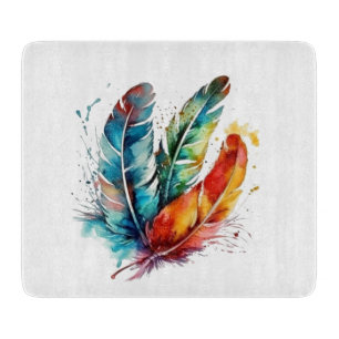 Planche À Découper Plumes d'esprit : Aquarelle vive Art
