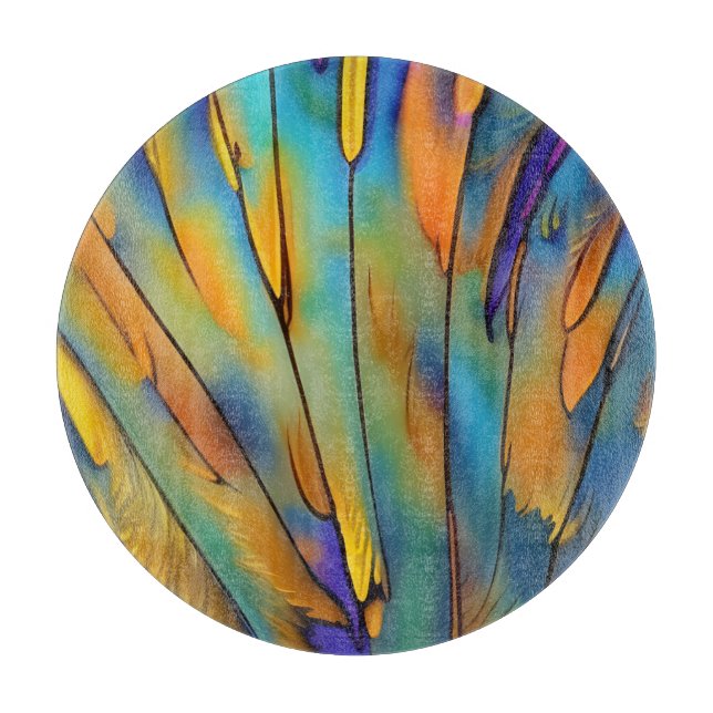 Planche À Découper Plumes en verre tendu AI Art Abstrait (Devant)