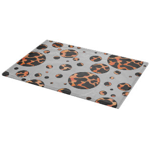 Planche À Découper Poche noire et orange Polka Imprimer