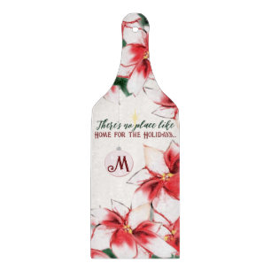 Planche À Découper Poinsettia Ornement Monogramme Noël