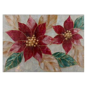 Planche À Découper Poinsettias Dorés – Noël Élégant