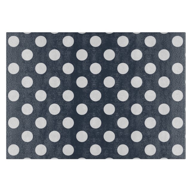 Planche À Découper Pois blancs sur gris bleu (Devant)