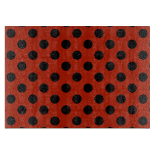Planche À Découper Pois noirs en rouge