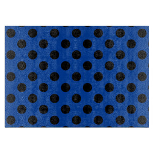 Planche À Découper Pois noirs sur bleu royal