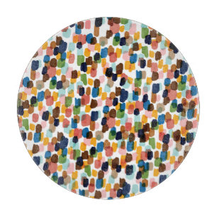 Planche À Découper Pois : Peinture à main multicolore.