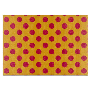 Planche À Découper Pois rouges sur jaune