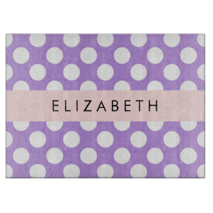 Planche À Découper Pois violets, Motif Pointe Polka, Votre Nom