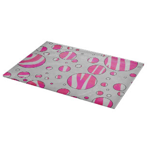 Planche À Découper Pois Zèbre rose chaud et blanc