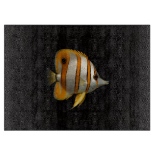 Planche À Découper Poisson-papillon de récif sur panneau de verre Bla