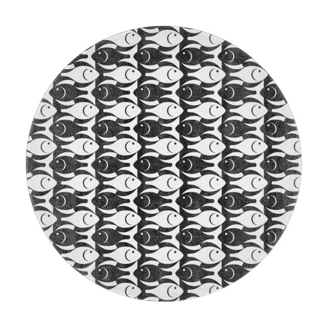 Planche À Découper Poissons modernes de la moitié du siècle, noirs et (Devant)