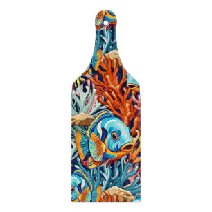 Planche À Découper Poissons Tropicaux Couleurs Vives Ambiance Été