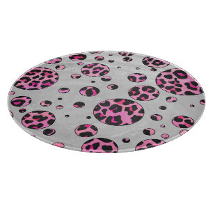 Planche À Découper Polka Leopard Pot noir et rose chaud