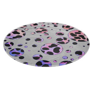 Planche À Découper Polka noire et rose de Dalmatie Imprimer