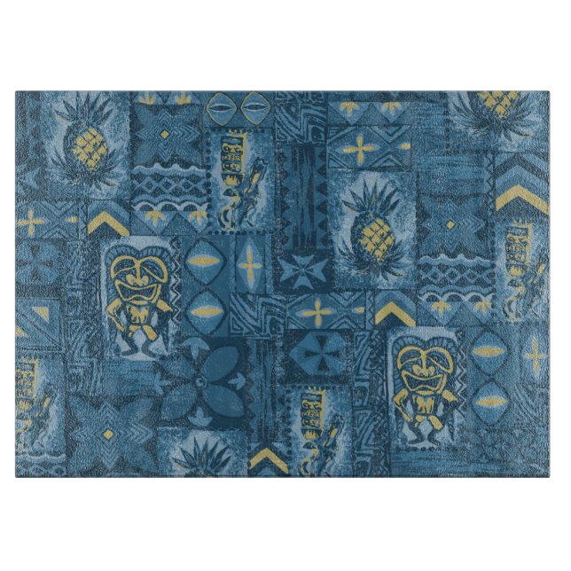 Planche À Découper Pomaika’i Tiki Tapa Vintage Hawaïen (Devant)