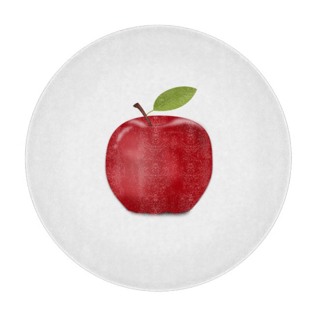Planche À Découper Pomme rouge sur tableau blanc (Devant)