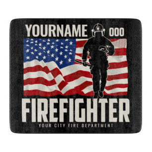 Planche À Découper Pompier personnalisé Secourir USA Drapeau Patriot
