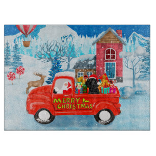 Planche À Découper Poodé Chien Livraison de Noël Camion Neige