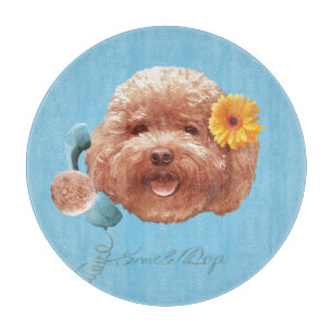 Planche À Découper Poodle de jouet avec Fleur et Illustration télépho