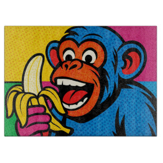 Planche À Découper popart de singe bananier