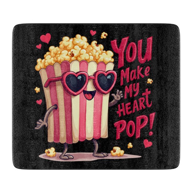 Planche À Découper Popcorn Heart Pop Valentine Design (Devant)