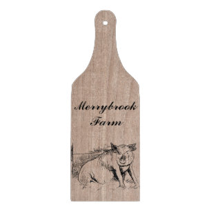 Planche À Découper Porc en bois personnalisé d'animal de ferme de