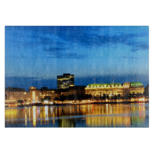 Planche À Découper Port de Hambourg Hafen Deutschland Alster Nuit