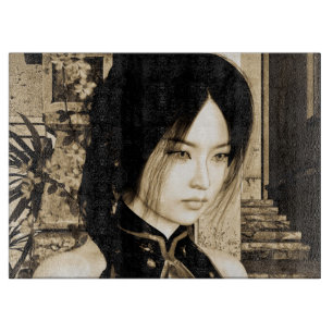 Planche À Découper Portrait d'une femme asiatique vintage