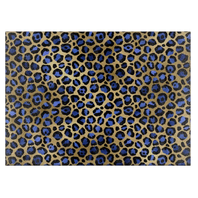 Planche À Découper Ports Leopard Gold & Royal Blue Glam Imprimer (Devant)